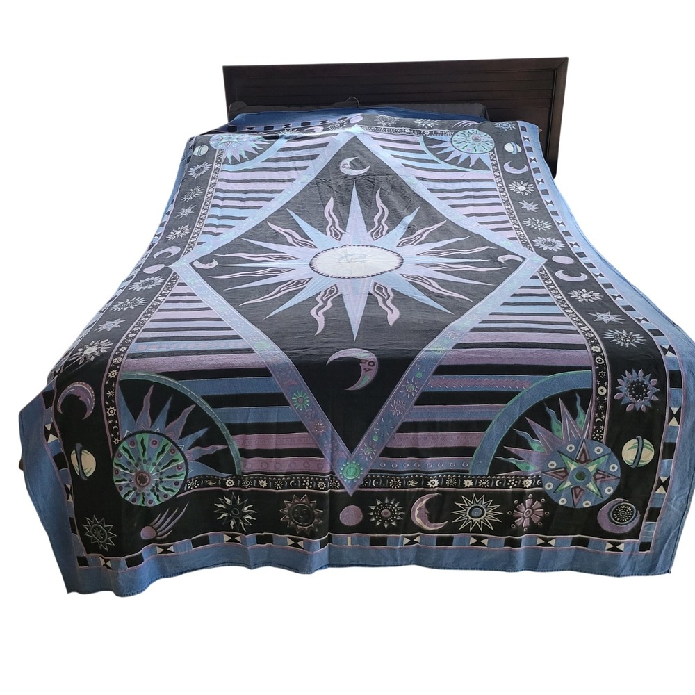 Celestial Sun Moon Stars Blue Purple Black Wall Hanging